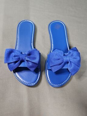 Women’s Royal Blue Bow Slide Sandals